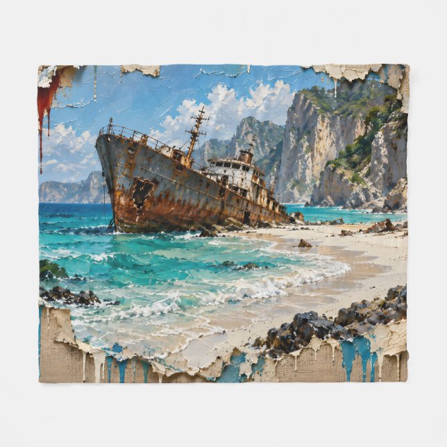 Paradise and Rust Fleece Blanket (Front (Horizontal))