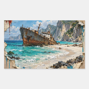 Paradise and Rust Rectangular Sticker