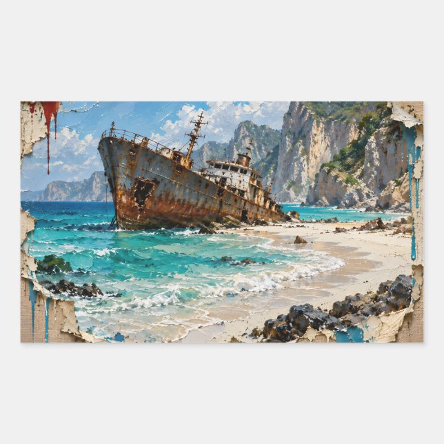 Paradise and Rust Rectangular Sticker (Front)