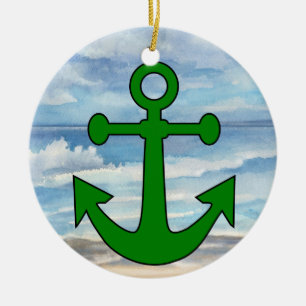 Paradise Beach Anchor Ceramic Ornament
