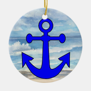 Paradise Beach Anchor Ceramic Ornament