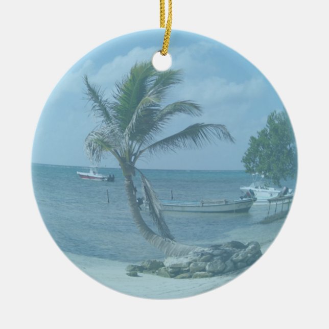 Paradise Beach Ceramic Ornament (Front)