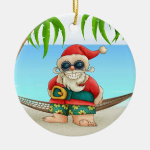 Paradise Beach Santa - SRF Ceramic Tree Decoration