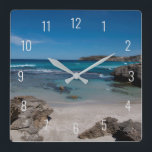 Paradise Beach Sea Ocean Summer Australia Square Wall Clock<br><div class="desc">It's time to go to paradise! This beautiful square wall clock has a stunning photo of where you'd rather be: a secluded idyllic beach in South Australia. Kangaroo Island, south-west of Adelaide, is home to some of Australia’s most picturesque coastal scenery, where the glistening turquoise waters meet the shimmering white...</div>