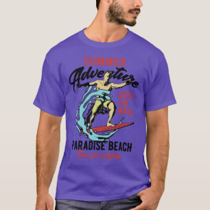 Paradise Beach summer surfer design vintage T-Shirt