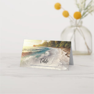Paradise Beach Sunset Coastal Table Seat Wedding Place Card