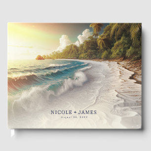 Paradise Beach Sunset Coastal Wedding  Guest Book