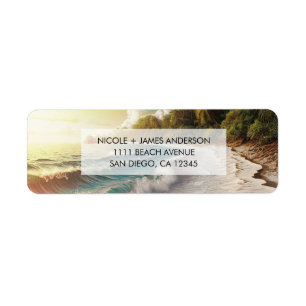 Paradise Beach Sunset Coastal Wedding Return Address Label