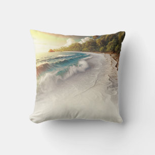 Paradise Beach Sunset Rustic Coastal Cushion
