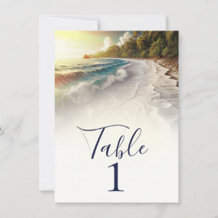 Paradise Beach Sunset Rustic Coastal Table Number