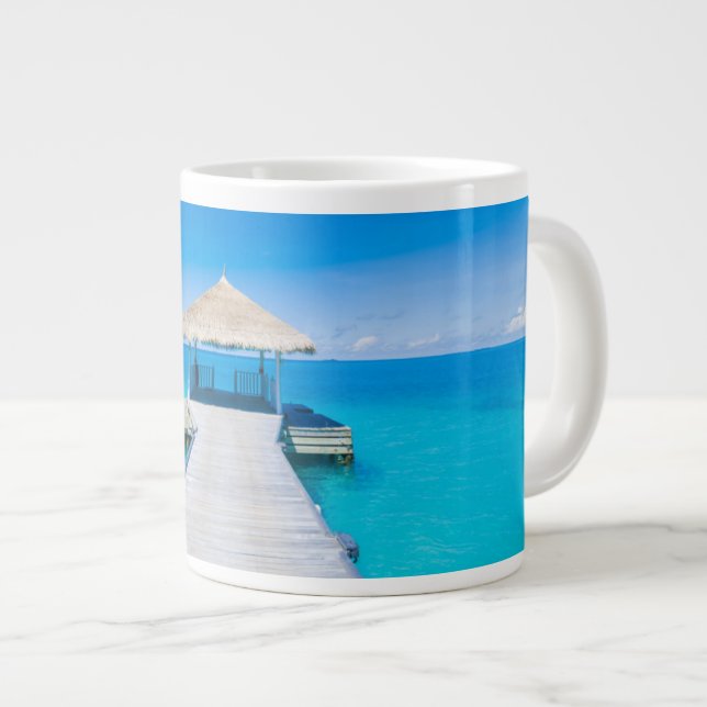 Paradise Beach | Tropical Resort, Maldives Large Coffee Mug (Front Right)