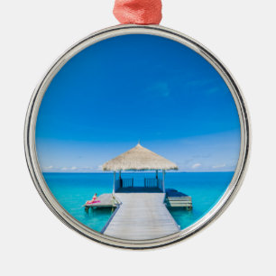 Paradise Beach   Tropical Resort, Maldives Metal Ornament