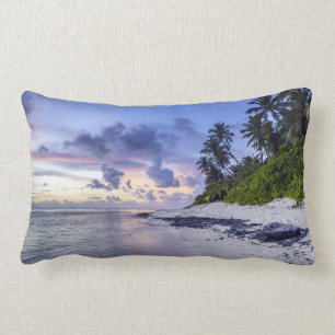 Paradise Beach Tropical Sand Palm Trees Lumbar Cushion