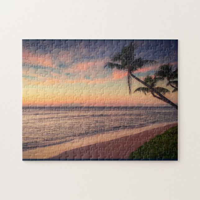 PARADISE BEACH TROPICAL SUNSET JIGSAW PUZZLE (Horizontal)