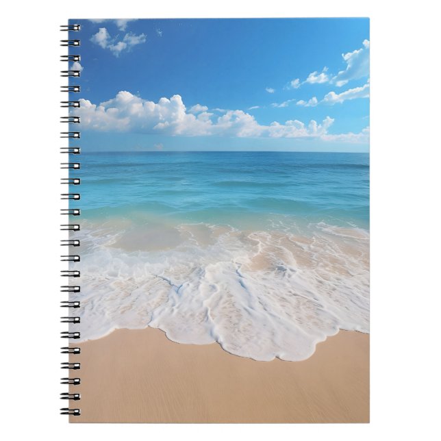 Paradise beach waves scene ocean sand island notebook (Front)
