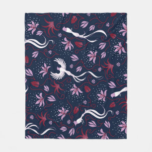 Paradise Birds: Blossoming Vintage Pattern. Fleece Blanket