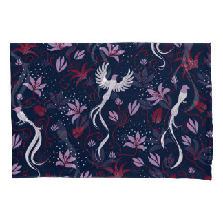 Paradise Birds: Blossoming Vintage Pattern. Pillowcase