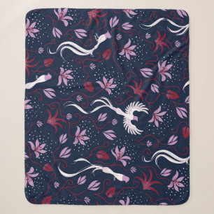 Paradise Birds: Blossoming Vintage Pattern. Sherpa Blanket