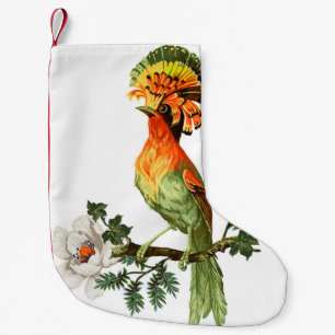 Paradise Birds: Exotic Floral Background Small Christmas Stocking