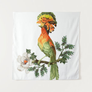 Paradise Birds: Exotic Floral Background Tapestry