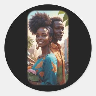 Paradise Black Love S Series Sticker1  Classic Round Sticker