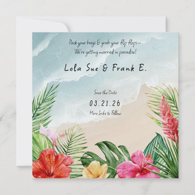 Paradise Blooms Wedding Save the Date  (Front)