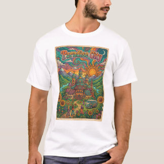 Paradise city psychedelic hippie style design summ T-Shirt