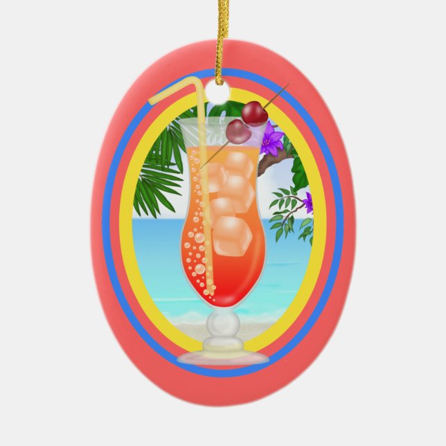 Paradise Cocktail Ceramic Ornament (Front)