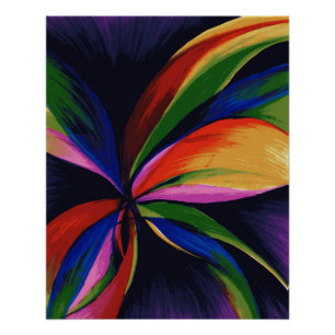 Paradise Colourful Rainbow Abstract Flower Art Poster