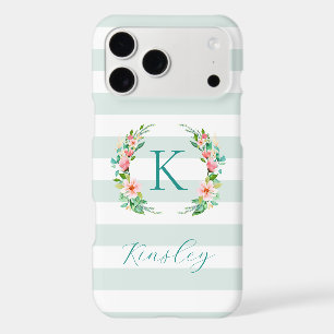 Paradise Floral and Mint Stripes Monogram