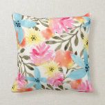 Paradise Floral Print Cushion<br><div class="desc">Hand painted tropical floral design by Shelby Allison.</div>