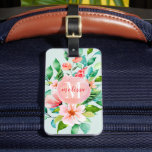 Paradise Floral Watercolor Monogram Luggage Tag<br><div class="desc">Stylish custom printed luggage tags make a wonderful gift for friends on-the-go, a newlywed bride or just treat yourself before your next big adventure. This fun trendy design features colourful painted tropical flowers on a pastel mint background. Personalise it with your name and monogram or other custom text in a...</div>