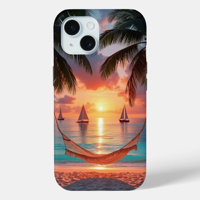 Paradise Found: Sunset Sails and Swaying Palms Case-Mate iPhone Case (Back)