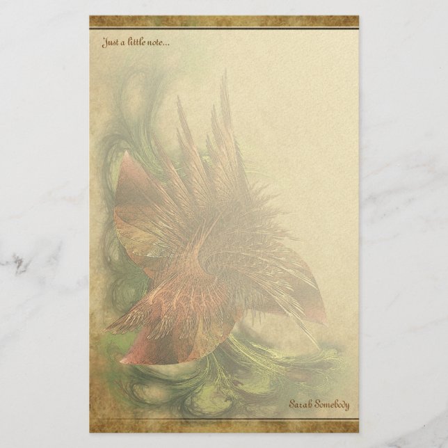 Paradise Fractal Flower Notepaper Stationery (Front)