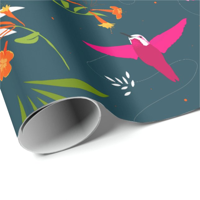Paradise Hummingbird Patterned Wrapping Paper (Roll Corner)