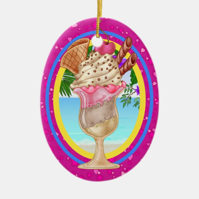 Paradise Ice Cream - SRF Ceramic Tree Decoration (Front)