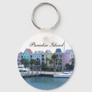 Paradise Island Bahamas Colourful Buildings Key Ring
