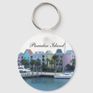 Paradise Island Bahamas Colourful Buildings Key Ring