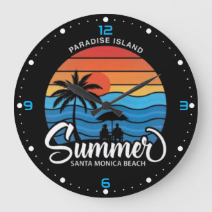 Paradise Island Santa Monica Beach-35307 Large Clock