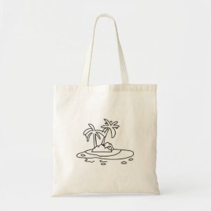 Paradise Island tote bag, line drawing Bag