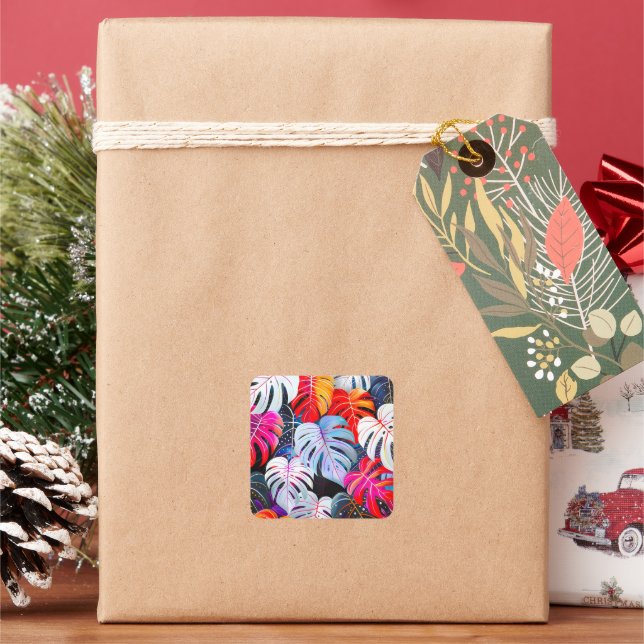 Paradise Jungle Tropical Foliage Square Sticker (Holiday)