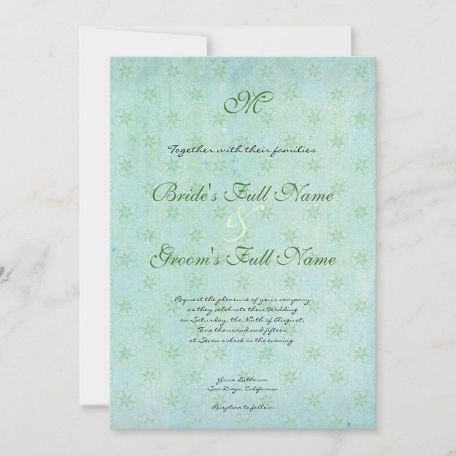 Paradise Love Birds Modern Floral Swirl Damask Invitation (Front)