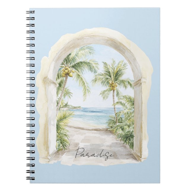 Paradise Ocean View Tropical Palm Trees Notebook (Front)