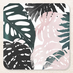 Paradise Palm Fronds Square Paper Coaster