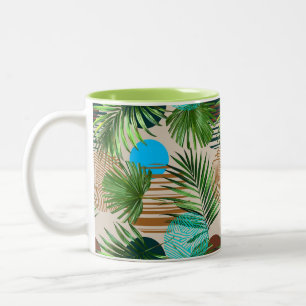 Paradise plants Hawaiian pattern Two-Tone Coffee Mug