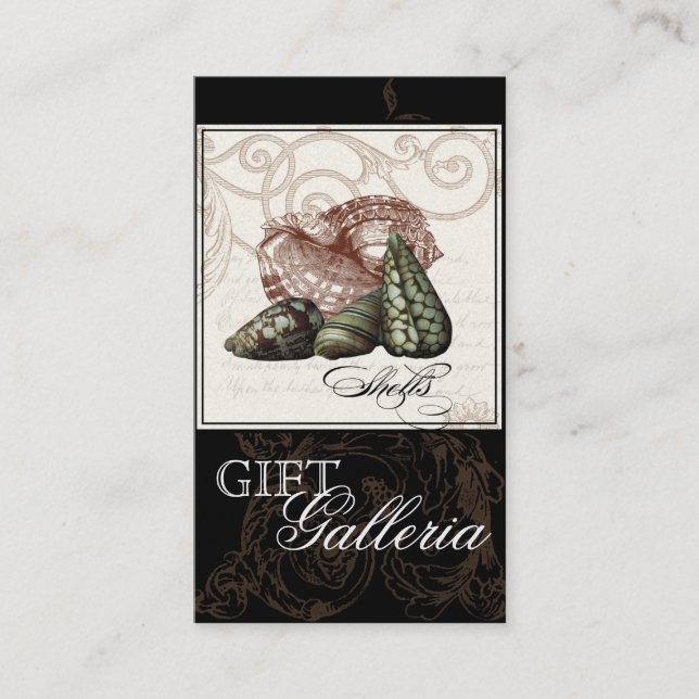Paradise Shells Black Cream - Gift Store Business Business Card (Front)