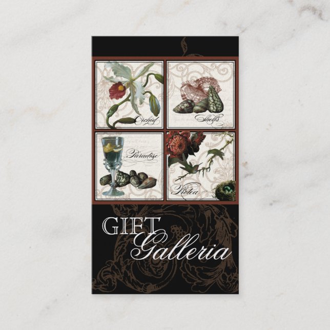 Paradise Shells Black Cream - Gift Store Business Business Card (Front)