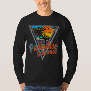 Paradise Summer Retro 80's Tropical Beach Sunset V T-Shirt