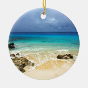 Paradise tropical island beach ceramic tree decoration