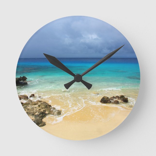 Paradise tropical island beach round clock (Front)